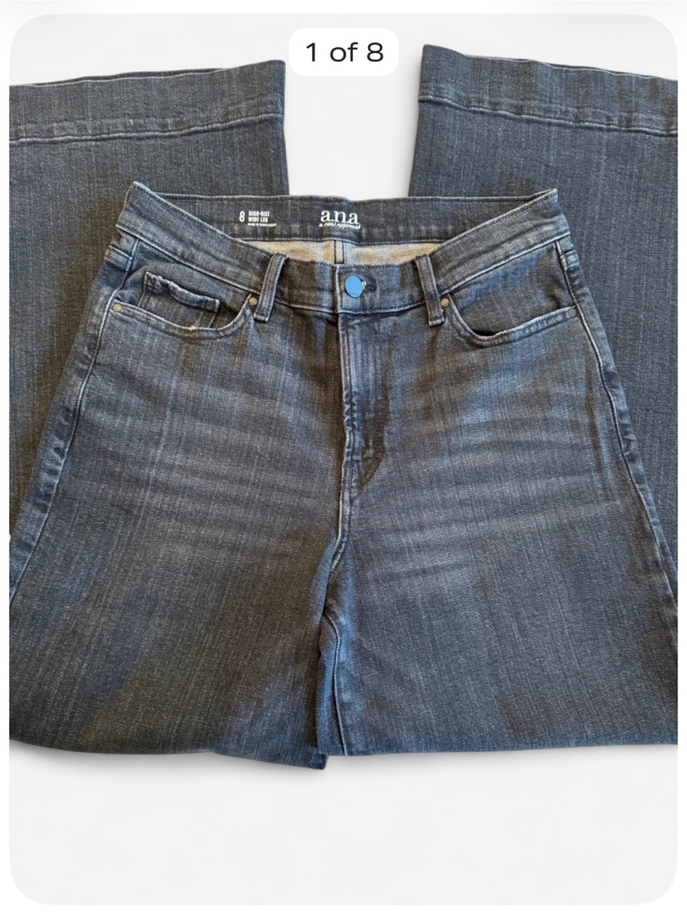 a.n.a. Women’s Size 8 High-Rise Wide Leg Black Wash Jeans